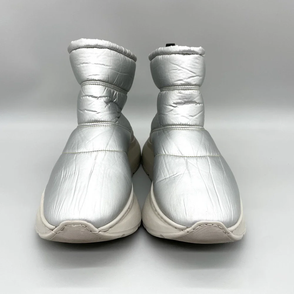 Free People Womens 40 Snow To Surf Quilted Puffer Boot Silver Platform Space Age